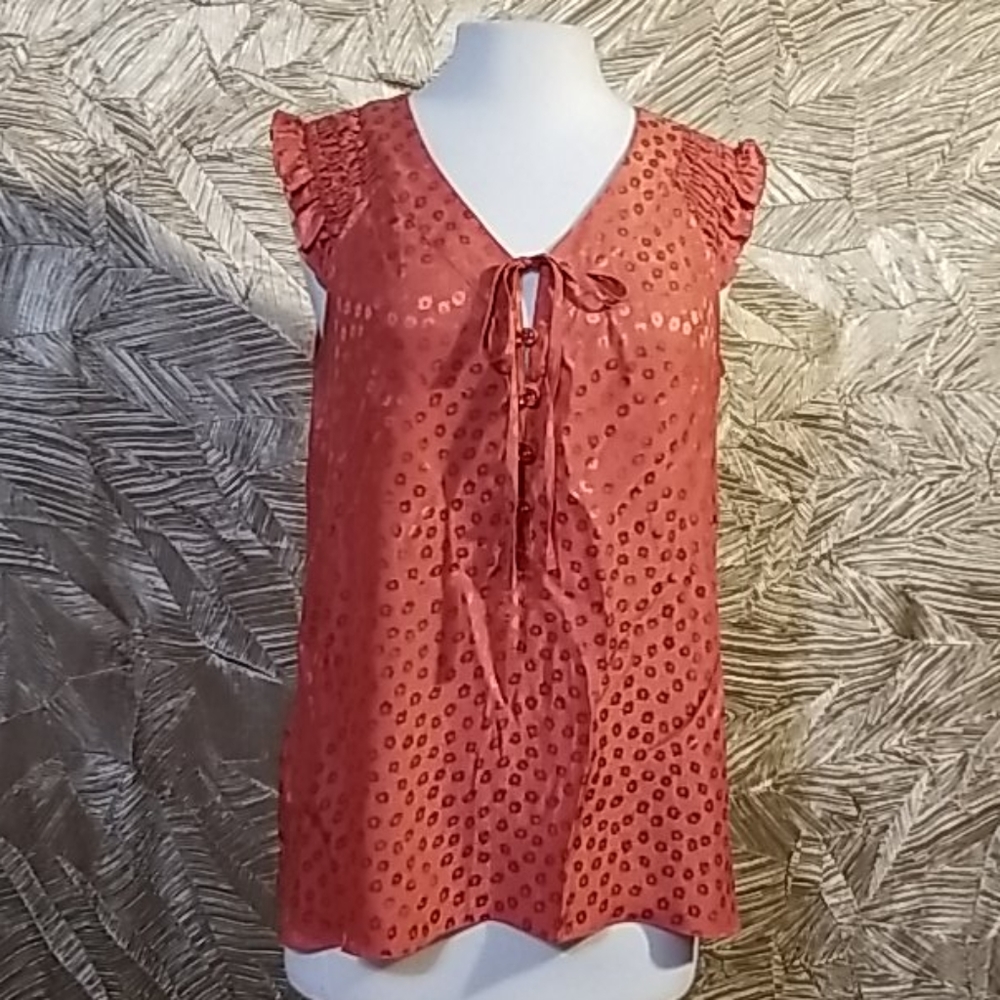 Marc by Marc Jacobs silk orange capsleeve blouse